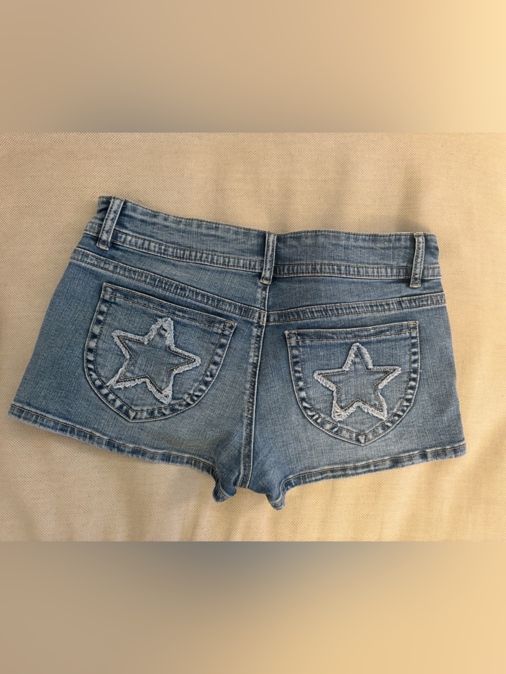 stradivarius Light Blue Denim Star-Back Shorts